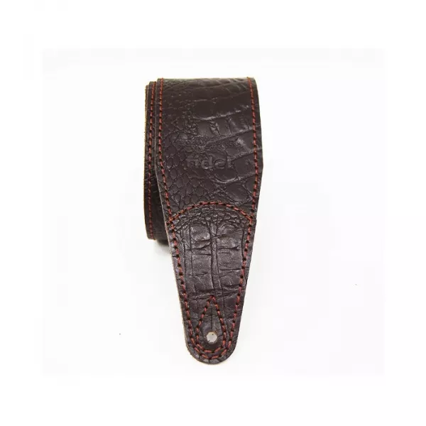 Leather 11 Ремень для гитары, кожаный, махагон, тиснение рептилия, Fidel, FL660347L11  рис.2 