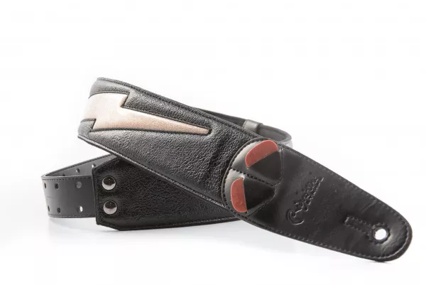 Mojo Bolt Gold AA Ремень для гитары, текстиль, черный, RightOn Straps, 8401070410713  рис.2 