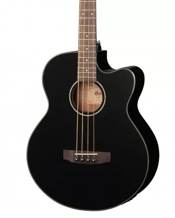 Acoustic Bass Series Электро-акустическая бас-гитара, с вырезом, черная, Cort, AB850F-BK-BAG
