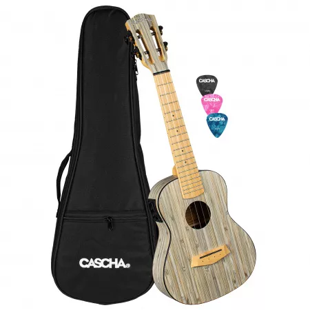 Bamboo Series Укулеле концертный со звукоснимателем, с чехлом, графит, Cascha, HH-2316E