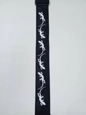 Ремень для гитары, черный, аппликация Ящерица, MEZZO, MZ-RGE-7-1ApLizardBk