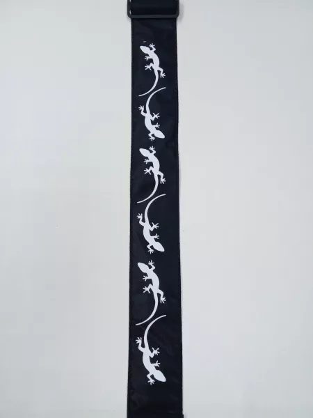 Ремень для гитары, черный, аппликация Ящерица, MEZZO, MZ-RGE-7-1ApLizardBk  рис.2 