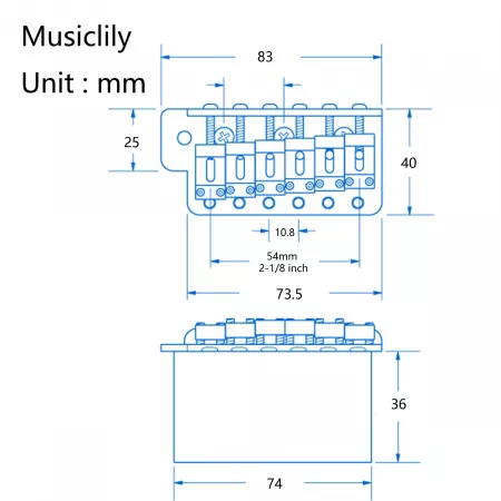 Бридж тремоло Wilkinson для Squier/Mexico Fender/MIJ Strat, хром, Musiclily, MX1792CR