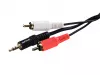 Кабель AUX 3.5мм-2xRCA 1.5м ПВХ черный в пакете, GoPower, 00-00027488