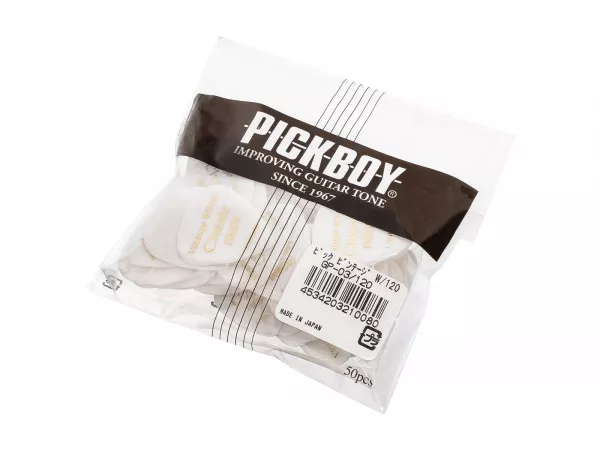 Celluloid Vintage Classic White Медиаторы 50шт, толщина 1.20мм, Pickboy, GP-03/120  рис.2 