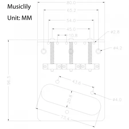 Бридж для электрогитары Telecaster, хром, Musiclily, MX0832