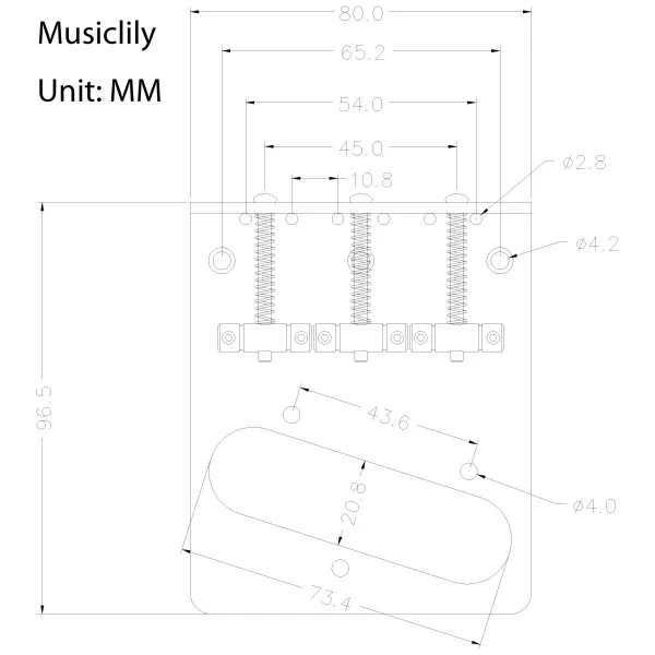 Бридж для электрогитары Telecaster, хром, Musiclily, MX0832  рис.2 