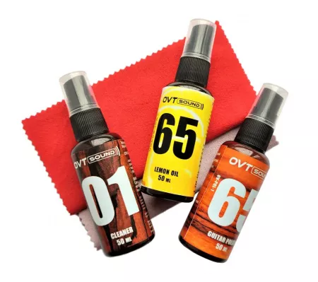 Комплект для ухода за гитарой: масло, очиститель, полироль, 2 салфетки, OVTSound, OVTSound-compl.50ml