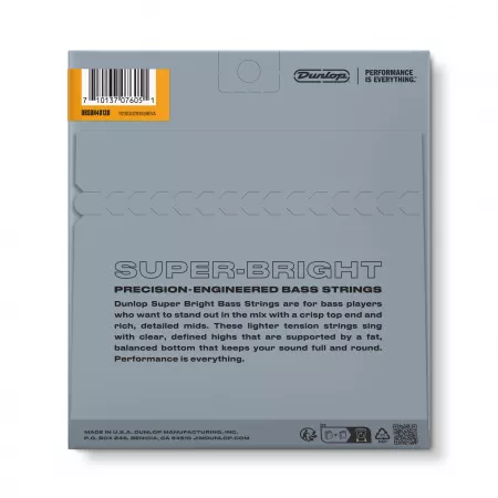 Super Bright Комплект струн для 5-струнной бас-гитары, никелиров, Light, 40-120, Dunlop, DBSBN40120