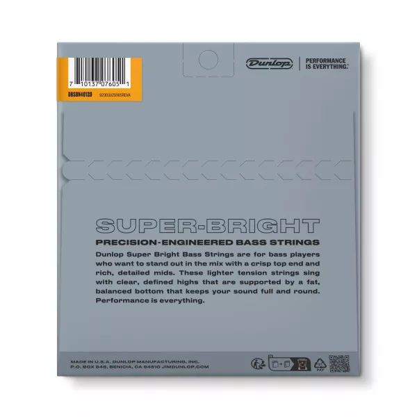 Super Bright Комплект струн для 5-струнной бас-гитары, никелиров, Light, 40-120, Dunlop, DBSBN40120  рис.2 