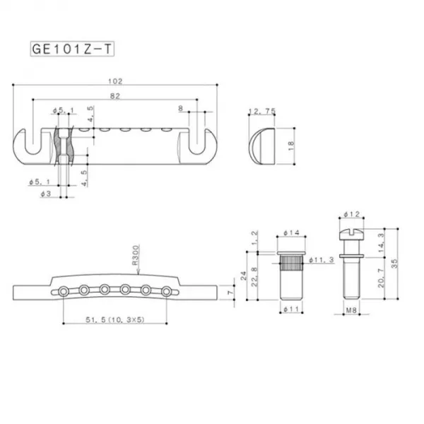 Стоп-бар, черный, Gotoh, GE101Z-T-B  рис.2 