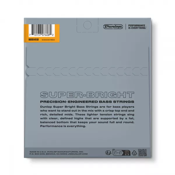 Super Bright Комплект струн для 5-струнной бас-гитары, нерж.сталь, Light, 40-120, Dunlop, DBSBS40120  рис.2 
