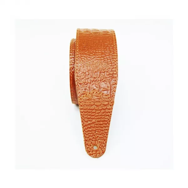 Leather 11 Ремень для гитары, кожаный, мандарин, тиснение рептилия, Fidel, FL660287L11  рис.2 