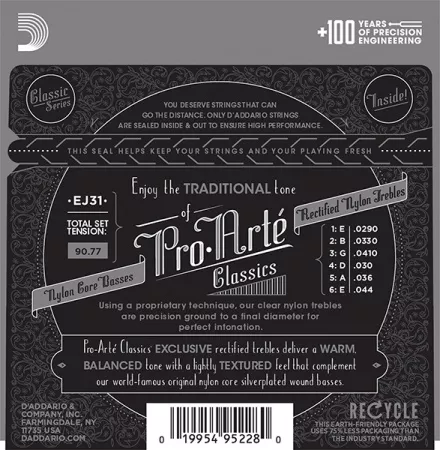 EJ31 CLASSIC Струны для классической гитары нейлоновые Hard D`Addario