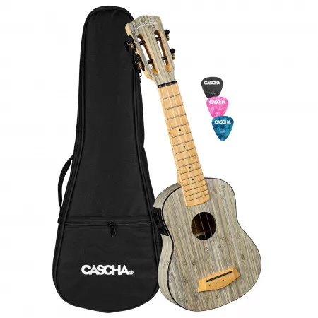 Bamboo Series Укулеле сопрано со звукоснимателем, с чехлом, графит, Cascha, HH-2315E
