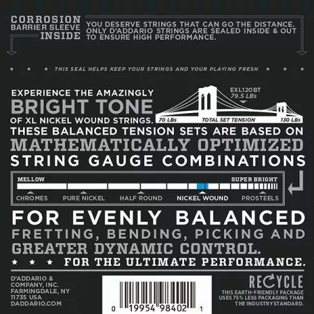 EXL120BT Nickel Wound Комплект струн для электрогитары, Super Light, 09-40, D'Addario
