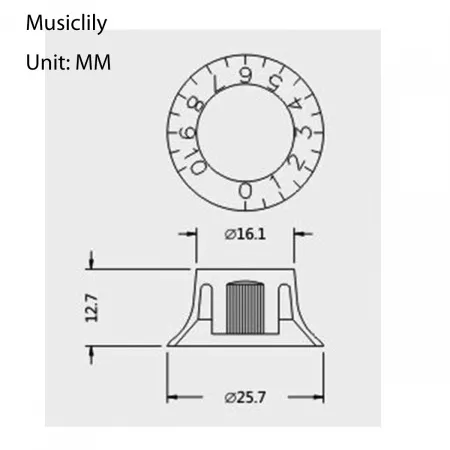 Ручка потенциометра Gibson Style, метрическая, прозрачная, 4 шт, Musiclily, MX0614