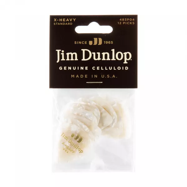 Genuine Celluloid Медиаторы, 12шт, очень толстые, белый перламутр, Dunlop, 483P04XH  рис.2 