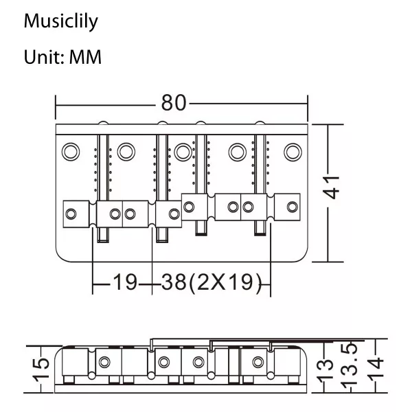 Бридж для бас-гитары Precision/Jazz Bass, хром, Musiclily, MX1281CR  рис.2 