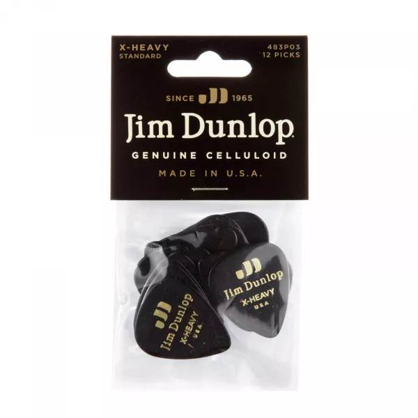 Genuine Celluloid Медиаторы, 12шт, очень толстые, черные, Dunlop, 483P03XH  рис.2 