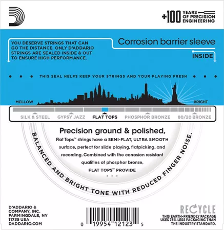 EFT16 FLAT TOPS Струны для акустической гитары фосфорная бронза, Regular Light 12-53  D`Addario
