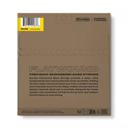 Flatwound Short Scale Комплект струн для бас-гитары, сталь, 40-100, Dunlop, DBFS40100S