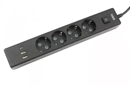 PowerCube Удлинитель, 4 розетки, 3 USB-порта, Электрическая мануфактура, PC-7B-2M