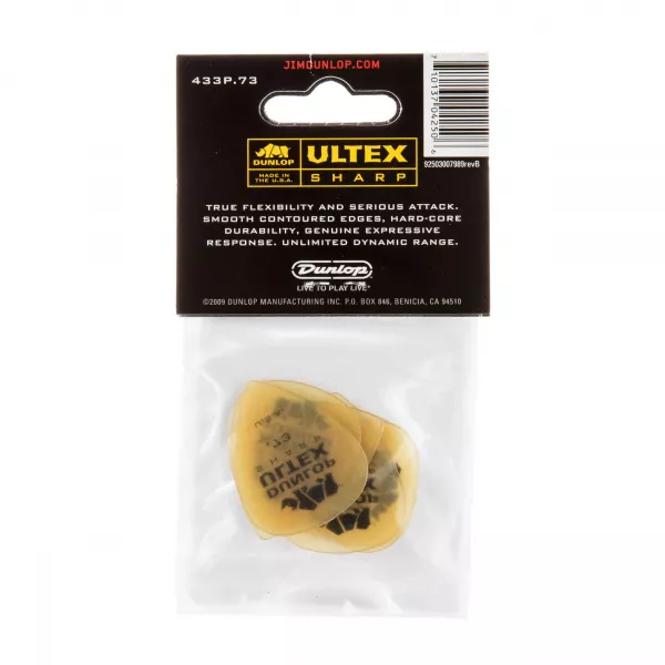Ultex Sharp Медиаторы 6шт, толщина 0,73мм, Dunlop, 433P.73  рис.2 