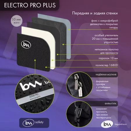 Electro Pro Plus Чехол для электрогитары, черный, BAG&music, BM1136
