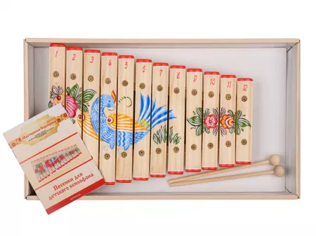 Ксилофон диатонический (12 пластин), с росписью, Мастерская Сереброва, MS-K1-KS-05
