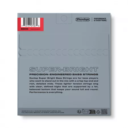 Super Bright Комплект струн для бас-гитары, никелированные, Medium, 45-105, Dunlop, DBSBN45105