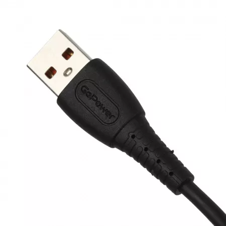 Кабель GP07T USB (m)-Type-C (m) 1.0м 2.4A, силикон, черный, GoPower, 00-00022800