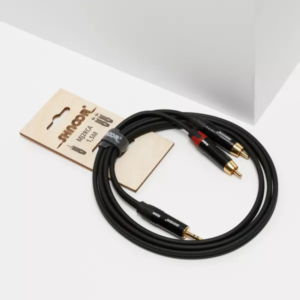 MJ2RCA-1m Y-кабель миниджек - 2 RCA с литым копусом и позолоченными контактами, 1м, SHNOOR