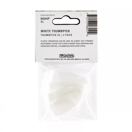 Медиаторы на большой палец 4шт, очень большие, белые, Dunlop, 9004P