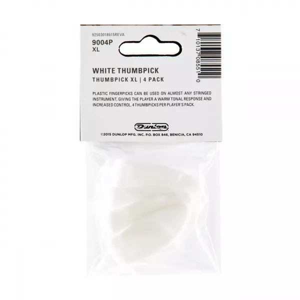 Медиаторы на большой палец 4шт, очень большие, белые, Dunlop, 9004P  рис.2 