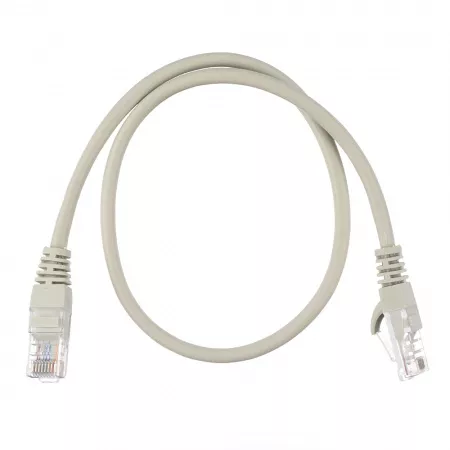 Патч-корд RJ-45 (m)-RJ-45 (m) 0.5м кат.5е ПВХ 26AWG, серый, в пакете, GoPower, 00-00027471