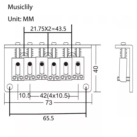 Бридж для электрогитары, хром, Musiclily, MX1271CR