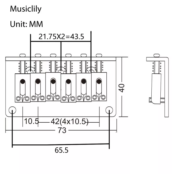 Бридж для электрогитары, хром, Musiclily, MX1271CR  рис.2 