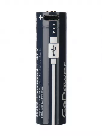 Аккумулятор Li-ion ICR18650 3.7В 2000мАч Type-C, 2шт, GoPower, 00-00031393