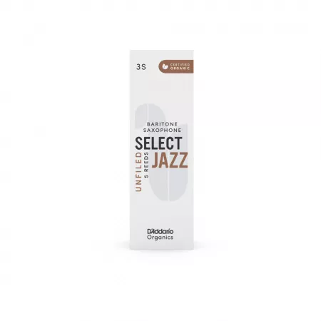 Organic Select Jazz Unfiled Трости для саксофона баритон, размер 3S, 5шт, D'Addario, ORRS05BSX3S