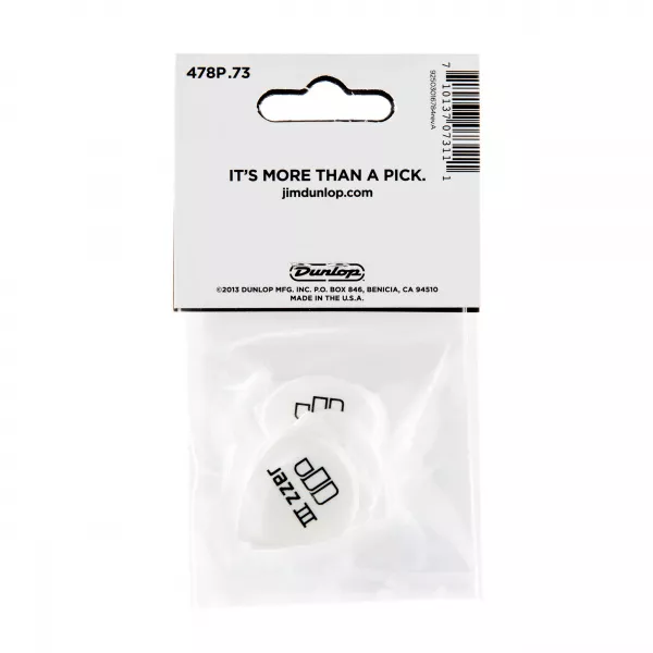 Tortex White Jazz III Медиаторы 12шт, толщина 0,73мм, Dunlop, 478P.73  рис.2 
