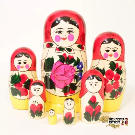 LHM10103 Матрешка традиционная 7 кукольная, Хохлома