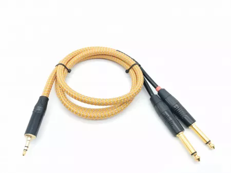 Кабель аудио 3.5-2х6.3мм, 1.25м, в оплетке, ZZcable, G46-3,5-2J-0125-Z