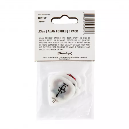 Alan Forbes S2 Медиаторы 6шт, толщина 0,73мм, Dunlop, BL115P.73