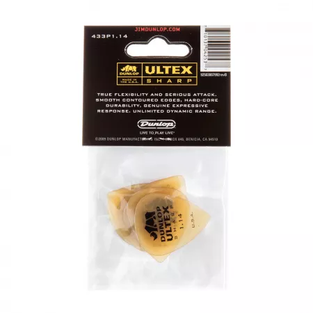 Ultex Sharp Медиаторы 6шт, толщина 1,14мм, Dunlop, 433P1.14