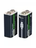 Аккумулятор бытовой Крона Li-ion 9В 500мАч Type-C, 2шт, GoPower, 00-00031391