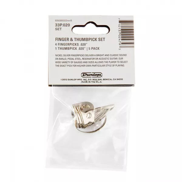 Nickel Silver Медиаторы на палец 5шт, нейзильбер, толщина .020, Dunlop, 33P.020  рис.2 