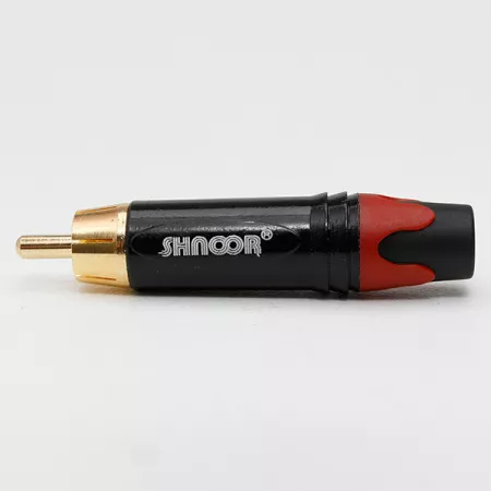 SRCM-G-R Разъем на кабель RCA male, красный хвостовик, SHNOOR