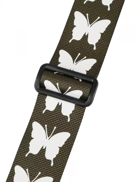 Ремень для гитары, зеленый хаки, аппликация Бабочка, MEZZO, MZ-RG-5ApButterflyGh  рис.2 