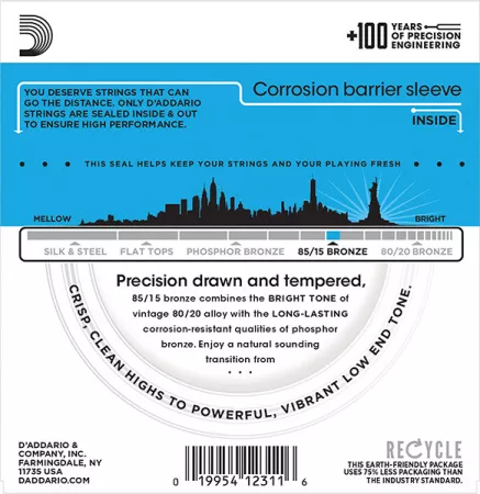 EZ940 AMERICAN BRONZE 85/15 Струны для 12-струнной акустической гитары Light 10-47 D`Addario